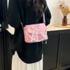 Bolsa de Hombro Cruzada Versátil Estilo Ins con Textura y Cadena de Perlas, Diseño de Lazo de Comercio Exterior, Bolsa para Viajar
