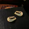 Pendientes de Botón con Diseño de Aro Hueco Transfronterizo Europeo y Americano, Pendientes de Aro, Pendientes de Botón con Circonita Diamante, Pendientes de Moda Elegantes, Venta al por Mayor