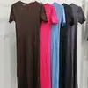 Vestido de Verano 2026 Estilo Nuevo Cuello en V Color Sólido Holgado Sencillo Moda Elegante Versátil Adelgazante Línea A Vestido Adelgazante Miyake