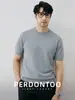 [Lana Cálida y Modal] Suéter de Punto de Manga Corta con Cuello Redondo de Lujo Ligero para Hombre, Adecuado para Ir al Trabajo en Primavera y Otoño, Tejido de Punto de Color Sólido