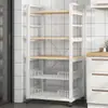 Estante de cocina de pie para uso doméstico, estante multicapa para horno microondas, estante de almacenamiento de canasta de verduras multifuncional, estante de almacenamiento para espacios estrechos