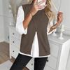 Colete Tricotado Feminino Amazon Slim Elegante Casual Europeu e Americano Transfronteiriço Fenda Cor Sólida Primavera e Outono 2025 Suéter Feminino