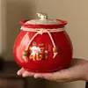Festival de Mitad de Otoño Jarra de Almacenamiento Cerámica Festiva Caja de Empaque para Té Caja de Regalo Vacía Té Negro Jinjunmei Té de Roca Caja de Regalo para Té