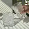 Copo de Vidro com Padrão de Geleira Estilo Ins para Uso Doméstico Fosco Copo de Bebida Criativo Acessível Luxo High-End Copo de Whisky Vinho