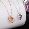 S925 Sterling Silver Double Ring Circle Buckle Cyber Celebrity Popular Fashion Colar Light Luxury Korean Versatile Simple TikTok Pingente