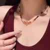 Collar Hecho a Mano de Citrino Natural Dorado para Mujer, Nicho Retro, Lujo Ligero, Elegante Cadena para Clavícula