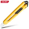 [Deli 3] Cuchillo de utilidad de plástico Deli Dl018B Hoja de 18 mm Plateada (Amarillo) (Manejar)
