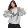 Roupa de casal super fofa com bordado de cachorrinho, estampa xadrez, design de amarrar, efeito emagrecedor, estilo casual e relaxado, jaqueta moletom com capuz para mulheres