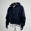 Moletom Pesado Original com Zíper Meio Aberto 2026 para Homens, Primavera/Outono, Caimento Solto, Estilo Americano, Roupa de Exterior Casual para Casais, Preto
