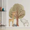 Pegatinas de Pared Transfronterizas de Elefante y Jirafa de Dibujos Animados bajo el Árbol, Autoadhesivas de PVC para Paredes de Fondo de Dormitorio y Habitación Infantil