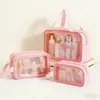 Bolsa Cosmética Transparente de PVC para Mujer, Nueva Bolsa de Maquillaje Portátil de Gran Capacidad Impermeable, Bolsa de Almacenamiento para Viajes y Artículos de Aseo