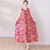Vestido de Algodón y Seda Nuevo de Verano 2026, Vestido de Tirantes de Moda, Vestido Largo hasta la Rodilla con Tirantes, Vestido Largo Holgado Talla Plus