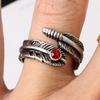 J110 Comercio Exterior Europeo y Americano Pluma Retro Diamante Hojas Chapado en Plata Hueco Anillo Magnífico Apertura para Hombres