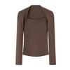 Camisa básica de cuello cuadrado blanco para mujer, primavera y otoño, de alta gama, interior ajustado, camiseta de manga larga, top sexy corto ajustado a la moda