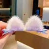 Presilha de Cabelo com Orelhas de Gato Fofas para Meninas (Celebridade da Internet), Grampo de Lã para Meninas Pequenas, Acessório de Cabelo para Franja Lateral