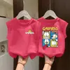 100% AlgodãoColete de Verão Sem Mangas para Crianças Maiores Meninos Meninas Nova Camiseta Básica de Algodão Puro Estilo Street Coreano