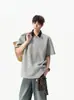 Camiseta de Manga Corta con Bloques de Color y Media Cremallera para Hombre y Mujer, Diseño Cosido a Mano Estilo Americano, Estilo Universitario de Verano