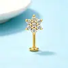 Aretes Perforados de Acero de Titanio Verticales para Agujeros de Oreja Aretes de Hélice de Acero Inoxidable con Circonita Joyería para Piercings Aretes de Flor para Labio con Rosca Externa