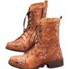 Comercio Exterior talla grande Nuevo Tacón Cuadrado Alto Botas Martin de Mujer Transfronterizas Cremallera Lateral Occidental Punta Redonda Moda Europeo y Americano Botas de Cuero