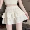 Saia em Camadas com Cintura Elástica Saia Bufante 2026 Verão Nova Saia Saia Curta Saia para Meninas Ballet Tule Anti-exposição