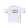 Comercio exterior al por mayor transfronterizo marca de tendencia estilo japonés camuflaje tiburón, cabeza de tigre, hombre-mono bloques de color luminoso manga corta corte holgado camiseta de pareja