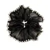 Goma de Pelo Retro Oversize de Encaje Doble Capa Malla Perlada Cuerda para Coleta Accesorio de Cabello Súper de Hada