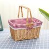 Cesta de piquenique de vime dobrável Cesta de colheita Cesta de frutas Cesta de compras portátil Cesta de piquenique portátil para crianças Cesta de piquenique pastoral