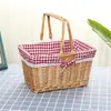 Cesta de armazenamento de vime trançado, cesta de compras, cesta de frutas de rattan, cesta de mão, cesta de vegetais, cesta de piquenique ao ar livre, cesta de armazenamento, cesta de ovos