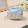 Nova bolsa de moedas bordada com lantejoulas fofas em nicho estilo Chanel bolsa pequena simples para guardar batom e fone de ouvido