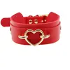 Cuero de PU Ecológico Estilo Europeo y Americano Collar de Bondage Exagerado Estilo Callejero Discoteca Sexy Collar con Forma de Corazón Correa para el Cuello