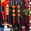 Decoraciones de Cadena de Farolillos Rojos de Terciopelo para el Día Nacional, Año Nuevo, Festival de Primavera, Adornos Colgantes de Estilo Chino para Año Nuevo, Artículos Pequeños para Puestos
