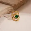 Anillo Geométrico Abierto en Espiral de Acero Inoxidable con Circonita Lujo Ligero Anillo de Gama Alta Joyería de Mano Exquisita Simple Versátil para Mujeres