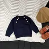 Suéter Pulôver para Bebês e Crianças Pequenas com Bolso Inclinado, Tricô Coreano Macio e Fofo com Gola Redonda para Crianças, Peça Versátil para Bebês para Primavera e Outono