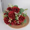 Nuevo juego de 10 piezas de ramos de rosas artificiales de hielo picado, flores artificiales al por mayor para decoración de bodas, flores de plástico para fotografía y decoración del hogar