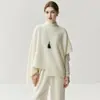 Xale de Cashmere Assimétrico Estilo Passarela Cover-Up Outono/Inverno 2026 Feminino Quente Macio Solto Tricô Suéter Colete