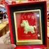 Oro Puro 999 Trae Riqueza Instantánea Exhibidor Nuevo Estilo Chino Conjunto Regalo de Negocios Marco de Fotos para el Hogar Adorno de Regalo