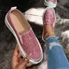 Zapatos Perezosos de Suela Gruesa sin Cordones Nuevos de Primavera y Otoño Transfronterizos, Zapatos Casuales de Comercio Exterior con Lentejuelas y Pedrería para Mujer de Talla Grande