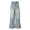 Calça Jeans Masculina Lavada com Barra Desfiada Rasgada Desgastada, Streetwear Retro Punk Degradê Vintage Solta Reta Tendência