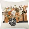 Funda de Almohada de Calabaza para Acción de Gracias, Funda de Cojín con Estampado de Plantas y Flores de Otoño, Cojín para Sofá del Hogar, Admite Personalización