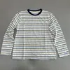 Estilo perezoso a rayas manga larga otoño nuevo transpirable bloques de color diario camiseta mujer cuello redondo holgado versátil adelgazante top