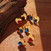 Pendientes pequeños de estilo fragante, lujo ligero, versátiles, estilo Ins, rojos y azules, pendientes, joyería, pendientes de acero de titanio transfronterizos, no se decoloran, joyería al por mayor