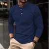 Camisa de manga larga para hombre con botones, transfronteriza, color liso, estampado digital, moderna, simple y casual