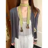 Bufanda Larga de Seda de Alta Gama Estilo Coreano para Mujeres y Estudiantes, con un Diseño Artístico Único Estilo Bosque, Accesorio Versátil para el Cuello y Bufanda