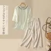 342 Conjunto#Cânhamo Algodão Linho Conjunto Completo Mulher Verão Camisa de Linho Calça de Perna Larga Casual Roupa de Mãe Conjunto de Duas Peças