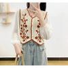 Camisa de encaje hueco de ganchillo con diseño de nicho de estilo francés para mujer, blusa de manga larga con cuello en V para principios de primavera 2023