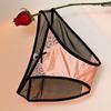 "Processamento e Personalização" Renda de Seda Francesa Pérola Tentação Puro Prazer Estilo Sexy Baixa Cintura Transparente Gaze Pele Cuecas para Mulheres