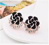 Pendientes de cristal de moda coreana, pendientes de peonía y camelia para mujer, joyería Yiwu al por mayor