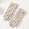 Guantes de Cuero Cálidos para Mujer Pu Para Exteriores Lindos de Invierno Forrados de Felpa A prueba de Viento para Ciclismo A Prueba de Frío para Conducir Engrosados Guantes con Pantalla Táctil