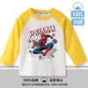 Nueva Camiseta de Manga Larga para Niños 2026, Algodón con Dibujos Animados, Manga Larga Raglán para Primavera y Otoño, Camiseta Básica para Niños 6