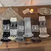 Zapatos y calcetines, calcetines de algodón para niños, color marrón Maillard, cálidos, gruesos, con un lazo, estilo retro, para otoño e invierno, calcetines altos para pantorrilla engrosados
